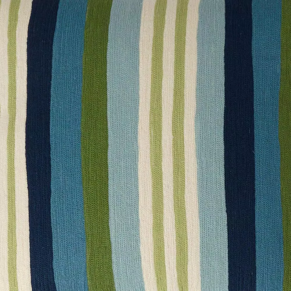 The Company Store Embroidered Blue Stripe 18x18 Decorative Throw Pillow Cover