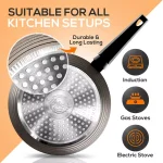 NutriChef Ridge-Line 12-Piece Aluminum Nonstick Cookware Set, Chrome thumbnail 5