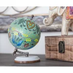 LITTON LANE Modern Reflections 7 in. Decorative Lattice Globe with Mango Wood and Marble Base, Multi-Color thumbnail 1