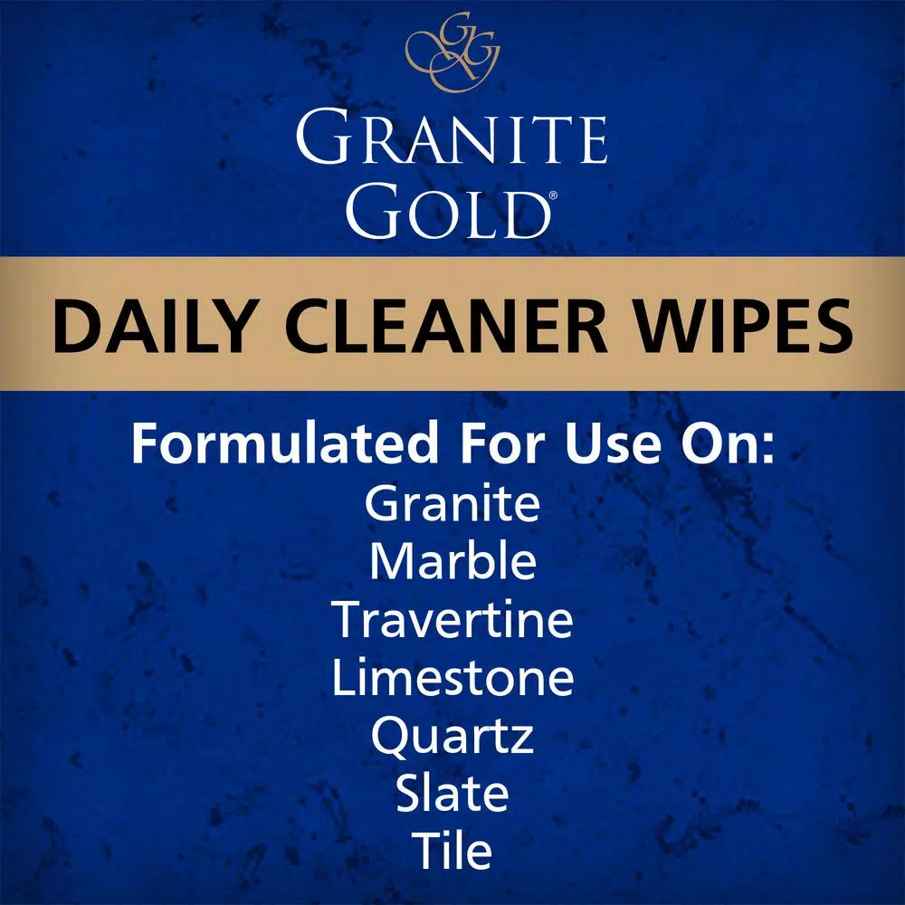 Granite Gold Daily Cleaner Wipes for Natural Stone and Quartz, 24 Count