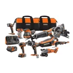 RIDGID 18V Cordless 10-Piece Combo Kit with 4.0 Ah & 2.0 Ah Batteries, Charger, and Bag thumbnail 1