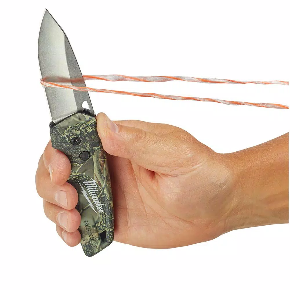 Milwaukee FASTBACK Camo Stainless Steel Folding Knife with 2.95 in. Drop Point Blade