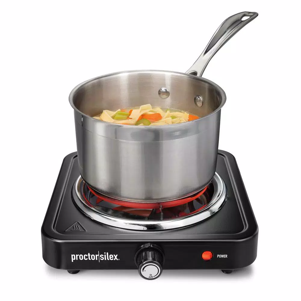 Proctor Silex 1200W Single Burner Stainless Steel Hot Plate, 5.5 in. Black