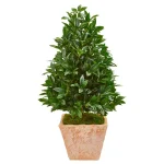 Nearly Natural 39-In. Bay Leaf Cone Topiary Artificial Tree with Terra Cotta Planter thumbnail 1