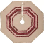 VHC Brands 48 in. Red Vintage Burlap Stripe Farmhouse Christmas Tree Skirt thumbnail 1