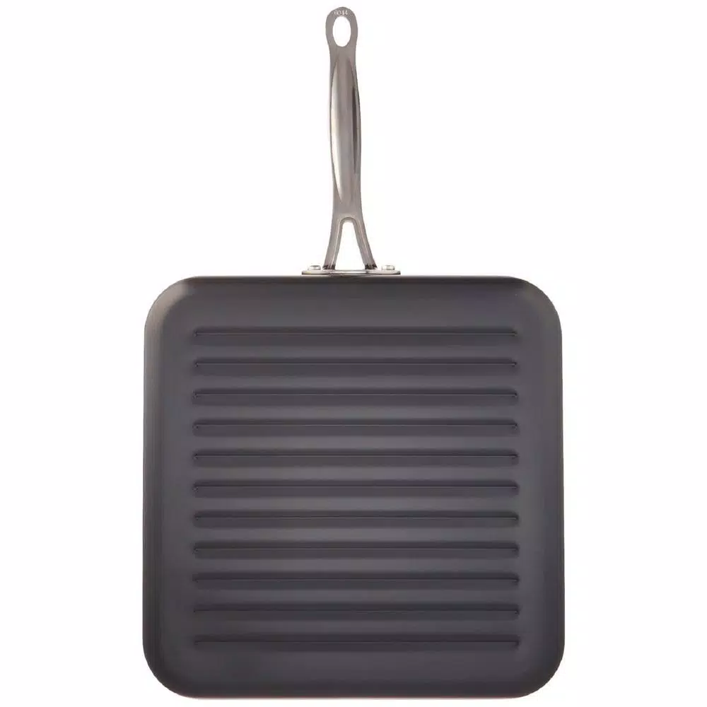 Gotham Steel 10.5 in. Ti-Ceramic Non-Stick Square Grill Pan, Graphite