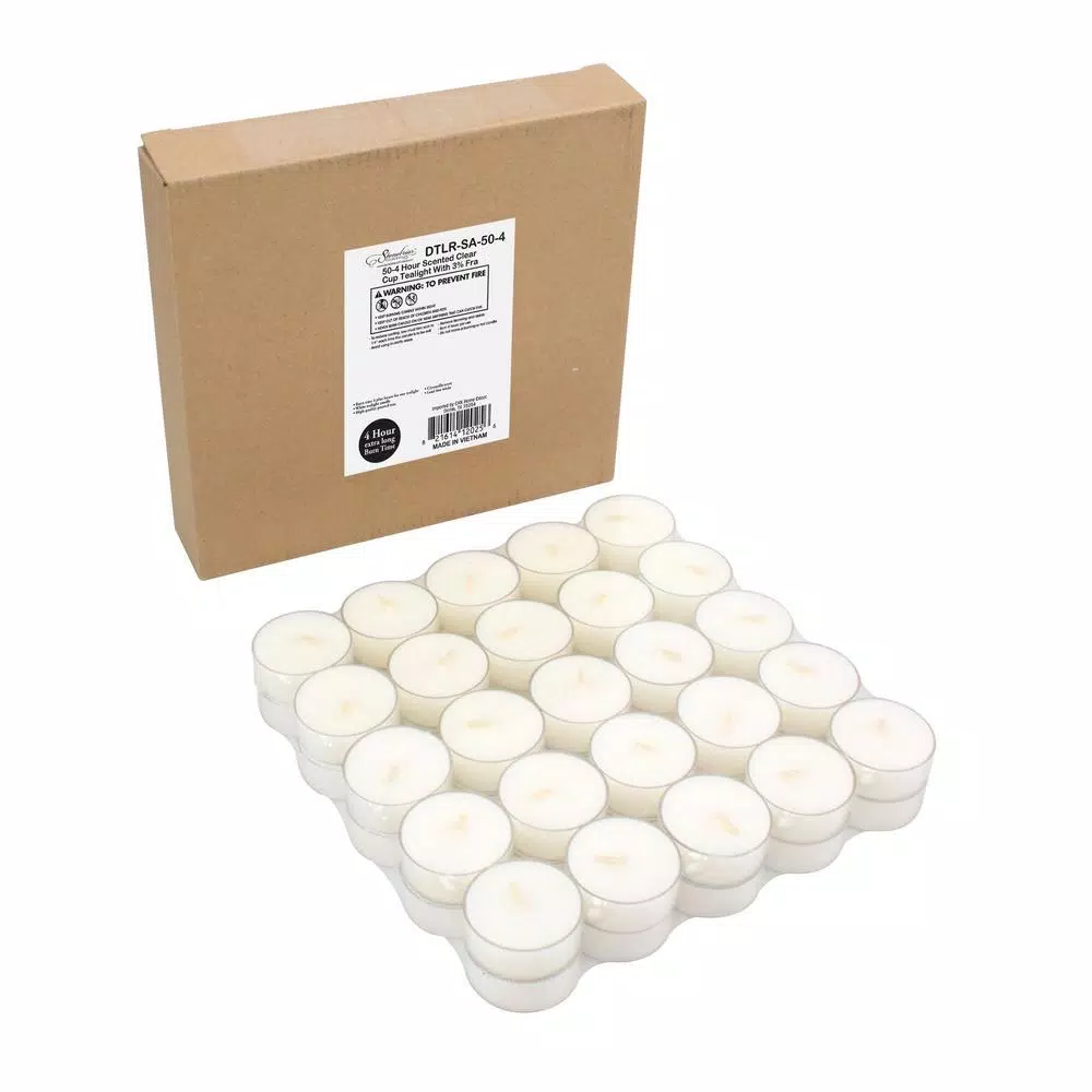 Stonebriar Collection Stonebriar Citronella Scented White Tea Light Candles, 4-Hour Burn Time, 50-Pack