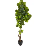 Nearly Natural 78 in. Fiddle Leaf Artificial Tree with Real Touch Foliage and Black Stone Planter thumbnail 1