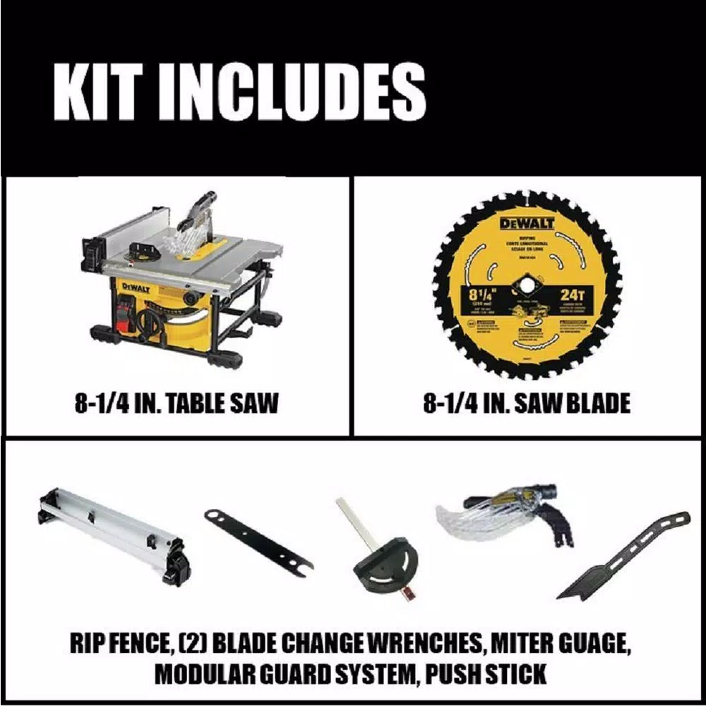 DEWALT DWE7485 8-1/4 in. 15 Amp Corded Compact Jobsite Table Saw