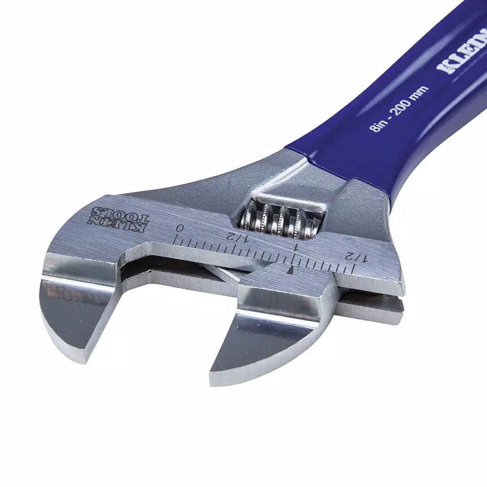 Klein Tools 8 in. Slim-Jaw Adjustable Wrench, 1.5 in. Extra-Wide Capacity