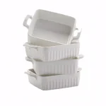 Over and Back Nolita Small Porcelain Baker Dishes, Set of 4, White thumbnail 3