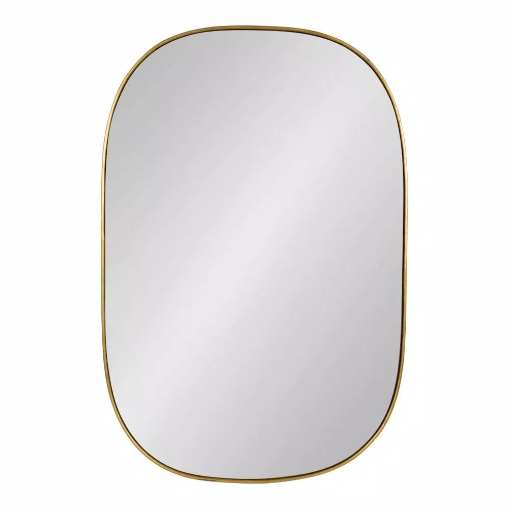 Kate and Laurel Caskill Art Deco Oval Wall Mirror, Gold Leaf Wood Frame, 23.75 x 35.5 in.