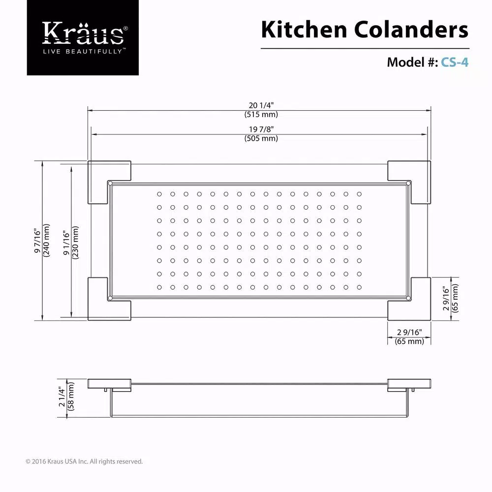 KRAUS Stainless Steel Colander with Protective Bumpers