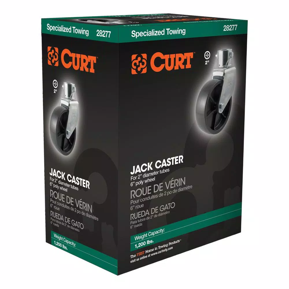 CURT 6" Jack Caster for 2" Diameter Tubes, 1,200 lbs. Capacity