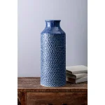 IMAX Skye Blue Large Ceramic Floor Vase - 18in Cylindrical Textured Vase thumbnail 6