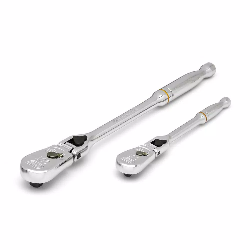 GEARWRENCH 90-Tooth Locking Flex Head Teardrop Ratchet Set, 1/4 in. and 3/8 in. Drive, 2-Piece