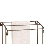 Benjara Modern Freestanding Metal Towel Rack with 3 Chrome Bars - Dark Bronze thumbnail 3