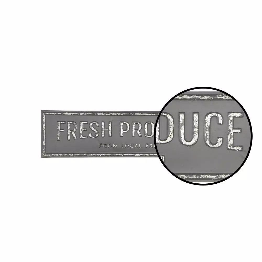 LITTON LANE Fresh Produce From Local Farm Iron Decorative Sign - Rustic Farmhouse Wall Decor