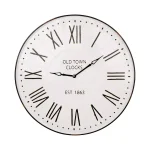 Glitzhome 31.5 in. Oversized Farmhouse Metal Enamel Wall Clock - Antique White thumbnail 1
