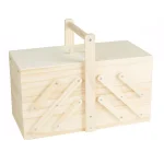 Mind Reader Wooden Sewing Kit Organizer Box for Needles, Thread, and Scissors, Brown thumbnail 1