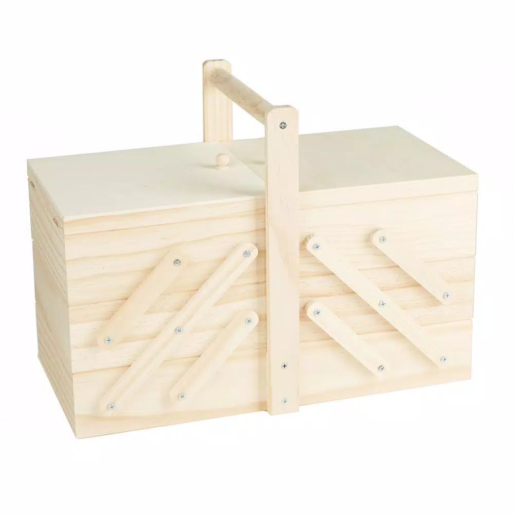 Mind Reader Wooden Sewing Kit Organizer Box for Needles, Thread, and Scissors, Brown