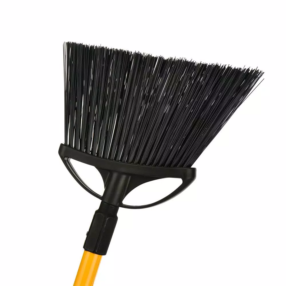 Alpine Industries 10 in. Black Outdoor Angle Broom with Fiberglass Handle