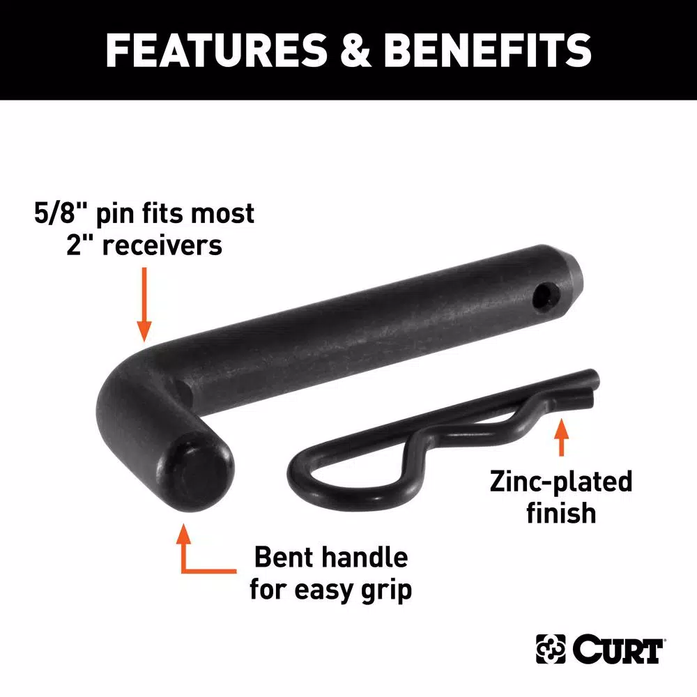 CURT 5/8 in. Hitch Pin for 2 in. Receiver, Black Zinc Finish