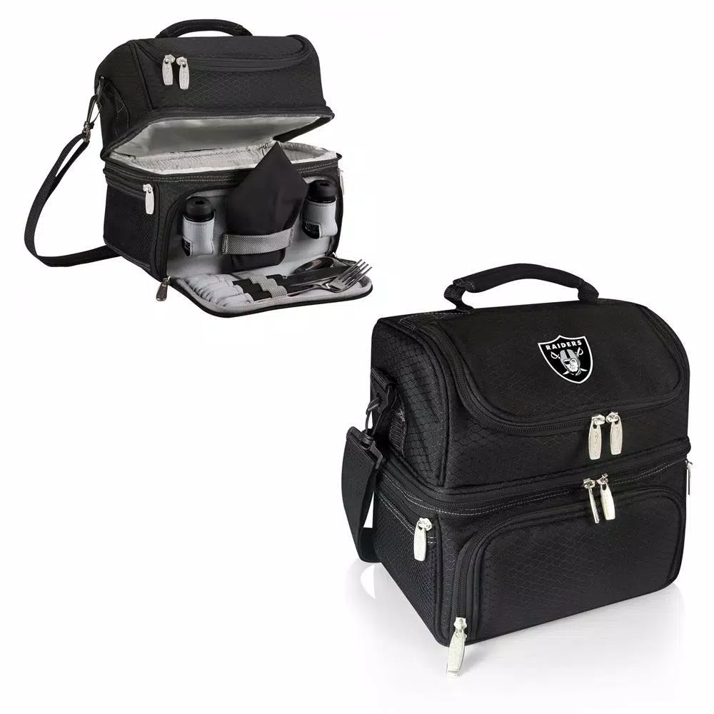 ONIVA Pranzo Oakland Raiders Black Insulated Lunch Bag with Cutlery Set