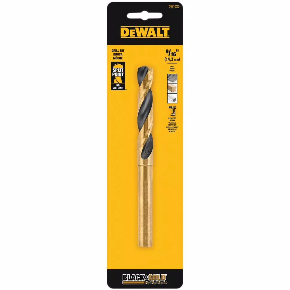 DEWALT 9/16 in. Black Oxide Twist Drill Bit with 1/2 in. Shank