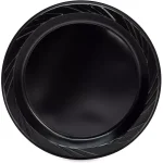 Genuine Joe 9 in. Black Disposable Plastic Plates, 125 Count Case thumbnail 1