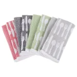 Lavish Home 8-Piece Cotton Kitchen Towel Set - Multi-Color Flatware Pattern Weave thumbnail 1