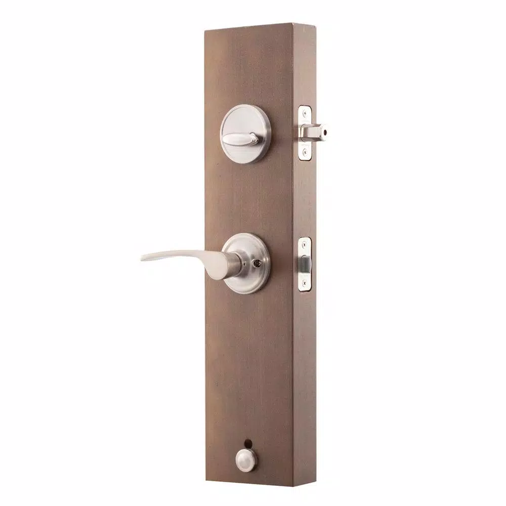 Copper Creek Mid Century Modern Satin Stainless Lever Door Handleset, Right-Hand Scandinavian Trim