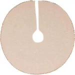 VHC Brands 21 in. Celebrate Bronze Tan Glam Christmas Mini Tree Skirt with Metallic Gold Trim thumbnail 2