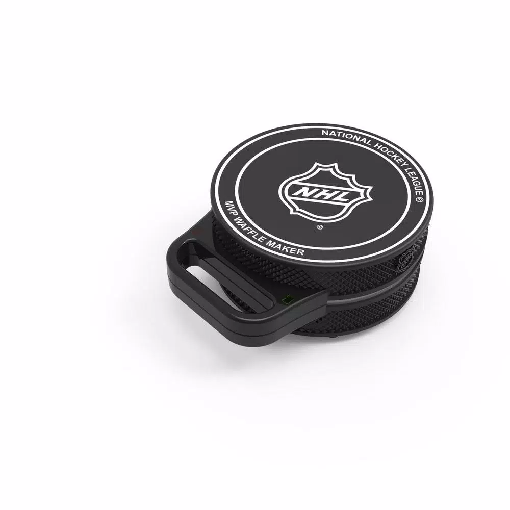 Pangea Brands NHL Hockey Puck Waffle Maker, Black Electric Grille