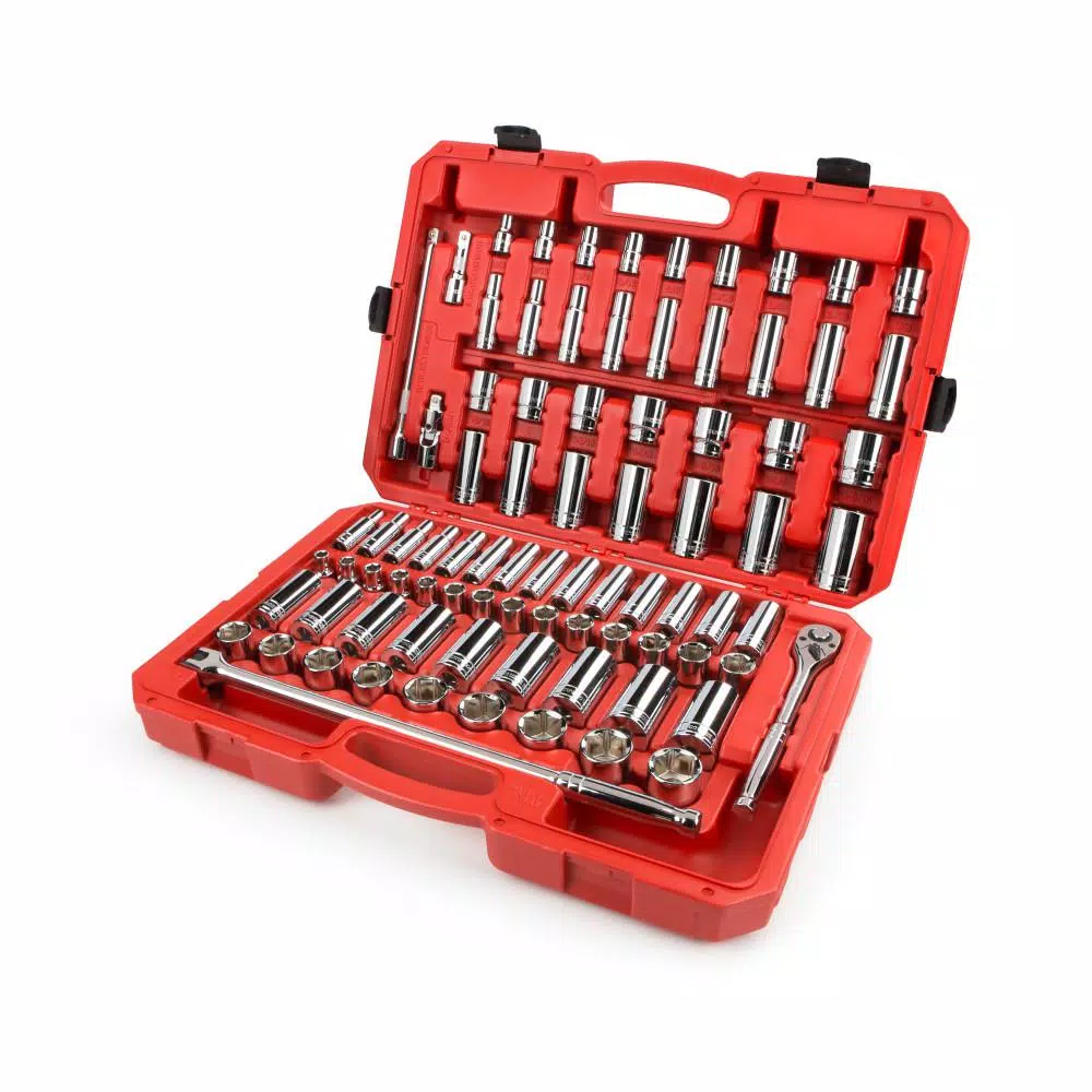 TEKTON 84-Piece 1/2 in. Drive Socket Set, 3/8-1-5/16 in. and 10-32 mm, SAE/Metric
