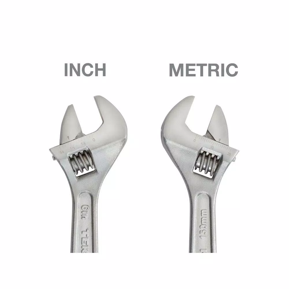 TEKTON 6 in. Adjustable Wrench, Carbon Steel with Satin Chrome Finish