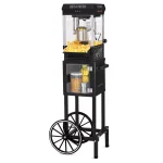 Nostalgia 300W Black Nostalgia Popcorn Cart with 2.5 oz. Kettle and 5 Qt. Serving Bowl thumbnail 1