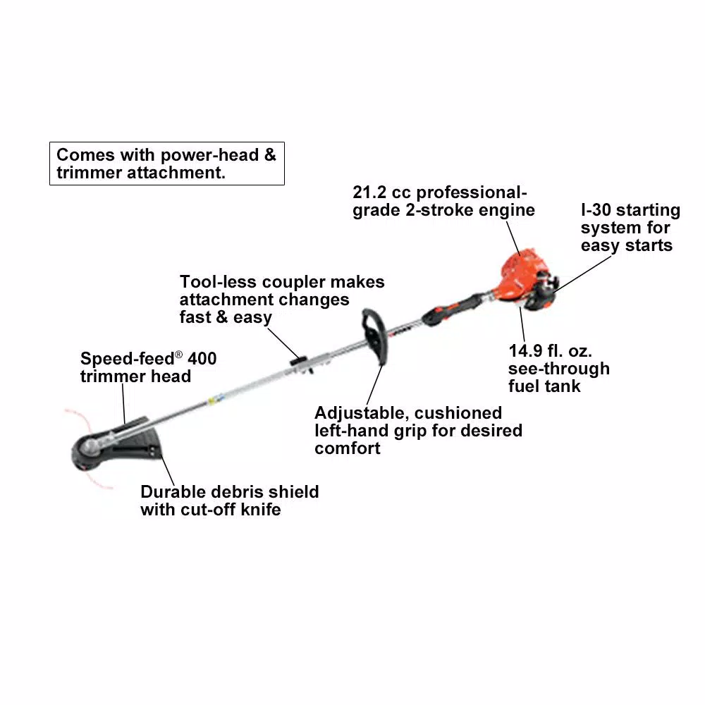ECHO PAS-225SB 21.2 cc 2-Stroke Gas Straight Shaft Trimmer with Speed-Feed 400 Head