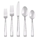 Hampton Signature Brocade 20-Piece Hammered 18/0 Stainless Steel Flatware Set, Service for 4 thumbnail 1