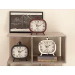 LITTON LANE Set of 3 Vintage Farmhouse Rounded Rectangle Iron Table Clocks - Distressed Red, Black, and White thumbnail 9
