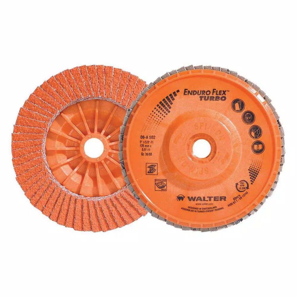 WALTER SURFACE TECHNOLOGIES ENDURO-FLEX Turbo 5 in. Blending Flap Disc 36/60 Grit 5/8-11 in. Arbor (10-Pack)