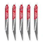 Milwaukee WRECKER 9 in. 6 TPI Carbide Teeth Multi-Material Reciprocating Saw Blade (5-Pack) thumbnail 5