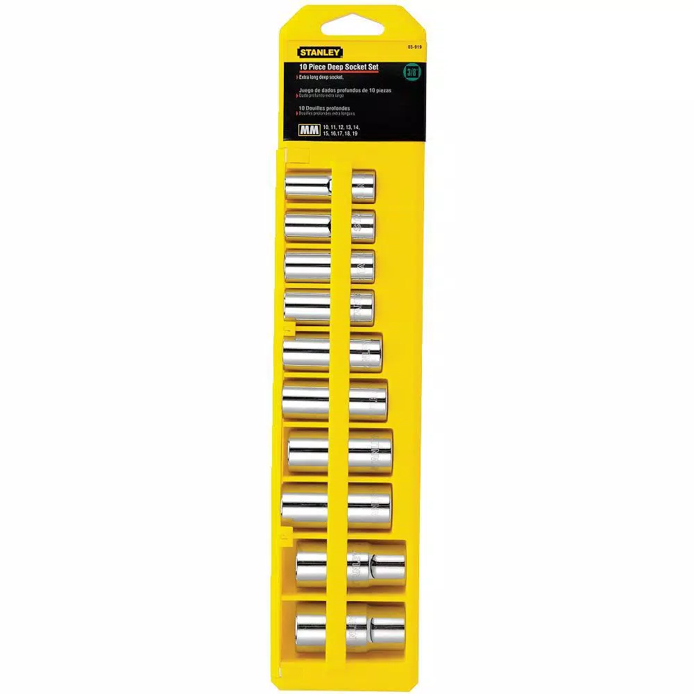 Stanley Professional Grade 3/8 in. Drive 6-Point Metric Deep Socket Set, 10-Piece