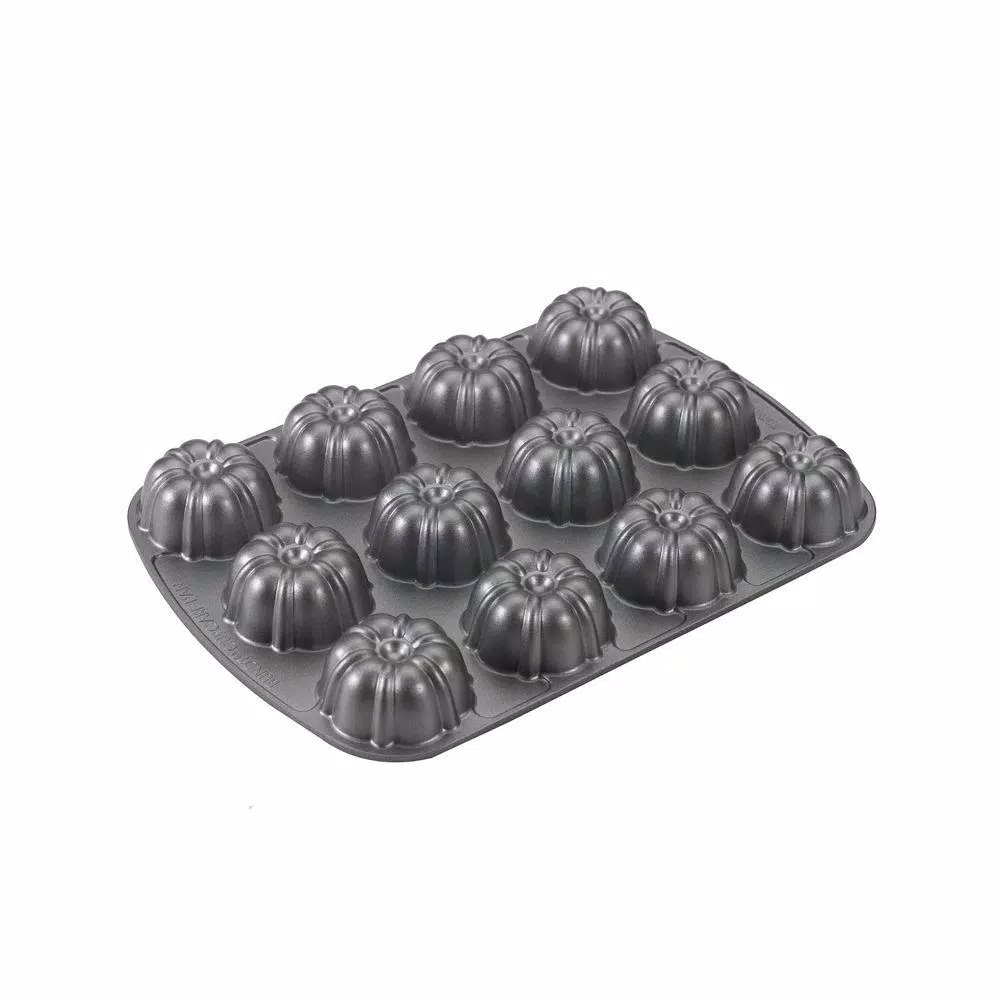 Nordic Ware Pro Cast Nonstick Fluted Bundt Brownie and Cupcake Pan, Aluminum