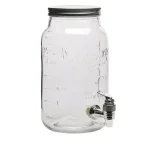 MASON CRAFT & MORE 5-Piece Clear Glass Drink Dispenser Set with 4L Dispenser and 4 Mugs with Metal Lids thumbnail 2