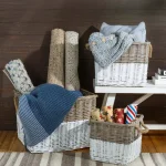 Glitzhome Natural White Square Wicker Willow Baskets, Set of 3 with Rope Handles thumbnail 1