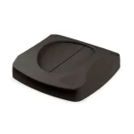 Rubbermaid Commercial Products Untouchable 23 Gal. Black Square Trash Can Swing Top Lid thumbnail 1