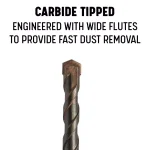 Drill America 5-Piece Carbide Tipped SDS-Plus Masonry Hammer Drill Bit Set, 1/4 in. - 1/2 in. thumbnail 4