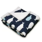 Lush Decor Whale Navy Sherpa Reverse Throw Blanket, Blue Animal Print Microfiber thumbnail 1