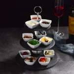 MALACASA 3-Tier Black Slate Round Cupcake Tower & Dessert Display Stand thumbnail 2